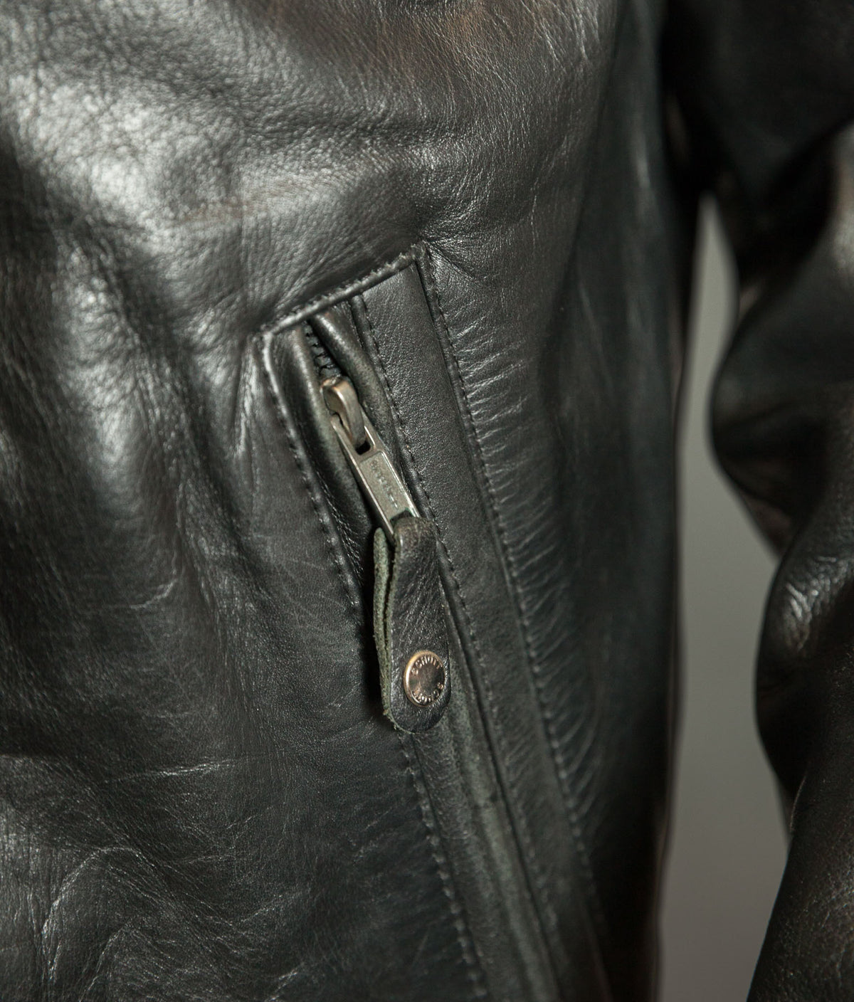 Schott N.Y.C. Heavy Black Cowhide Police State Trooper Leather Jacket