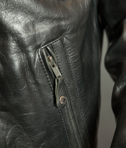 Schott N.Y.C. Heavy Black Cowhide Police State Trooper Leather Jacket