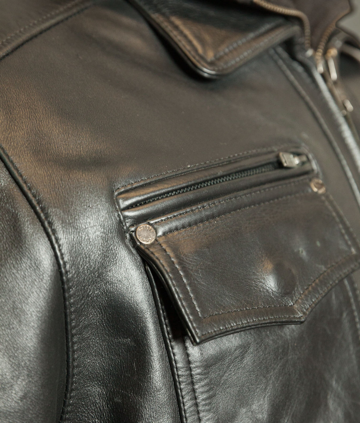 Schott N.Y.C. Heavy Black Cowhide Police State Trooper Leather Jacket