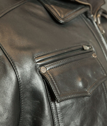 Schott N.Y.C. Heavy Black Cowhide Police State Trooper Leather Jacket