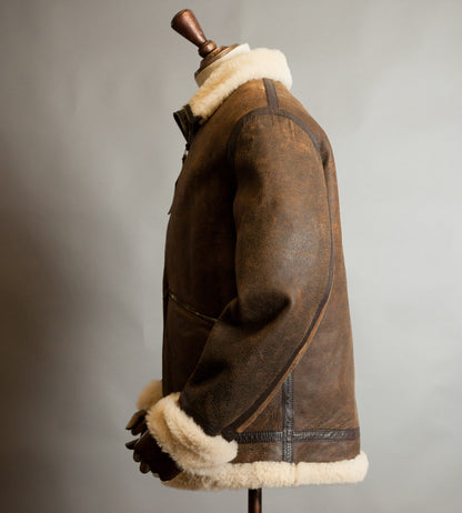 Vintage Dolce & Gabbana Lambskin Shearling Aviator Jacket – Distressed Tobacco, Made in Italy