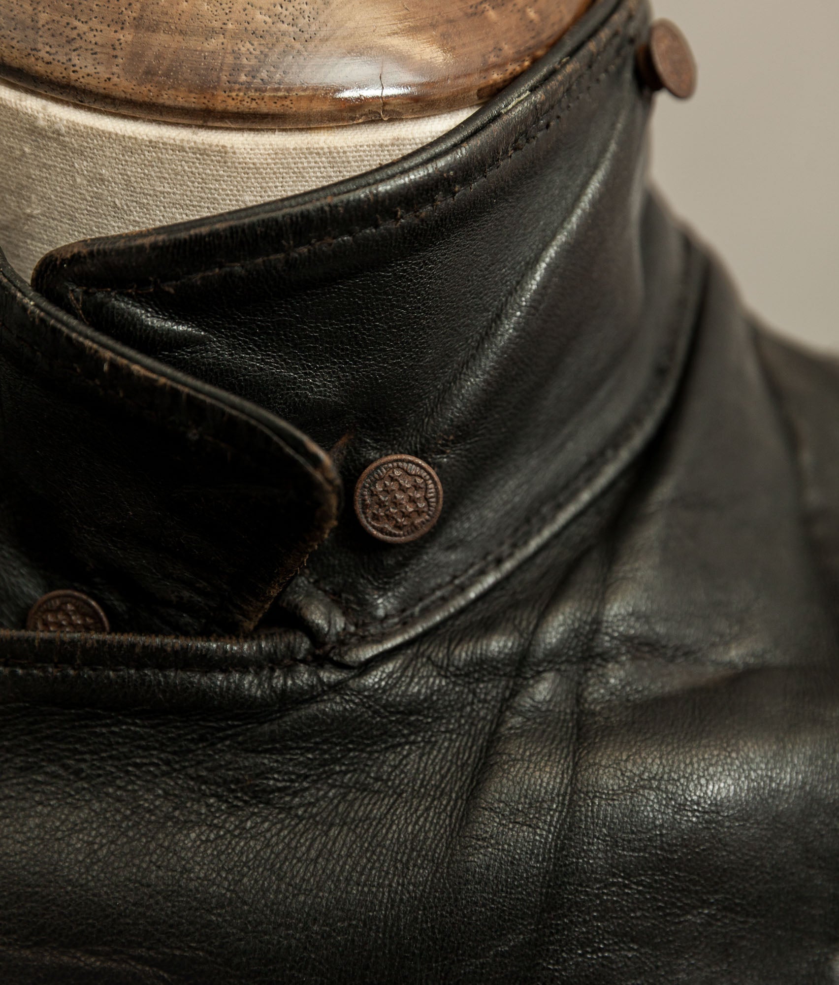 Vintage 1950s French Leather Motorcycle Jacket Cross Zip Vitex Hardware