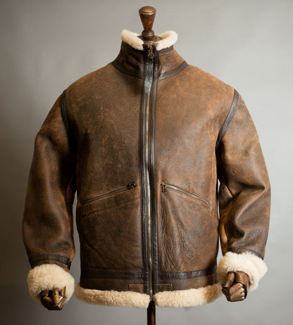 Vintage Dolce & Gabbana Lambskin Shearling Aviator Jacket – Distressed Tobacco, Made in Italy