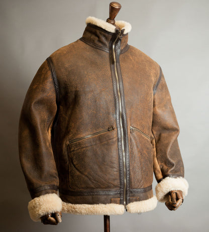 Vintage Dolce & Gabbana Lambskin Shearling Aviator Jacket – Distressed Tobacco, Made in Italy