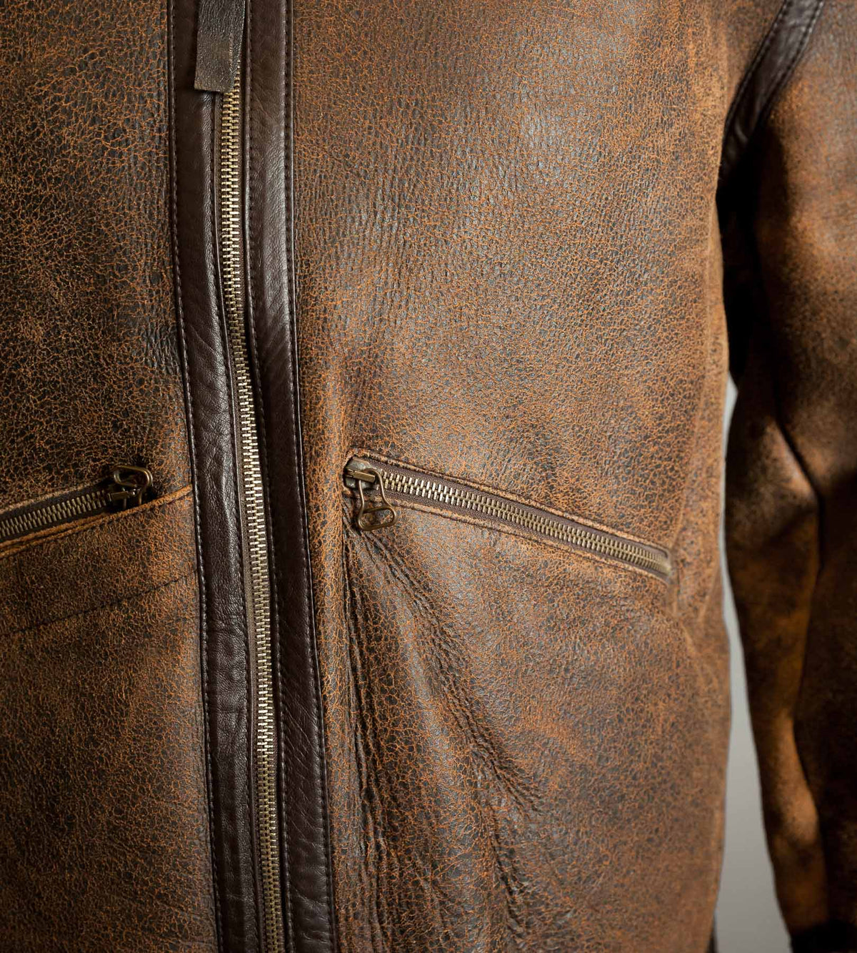 Vintage Dolce & Gabbana Lambskin Shearling Aviator Jacket – Distressed Tobacco, Made in Italy