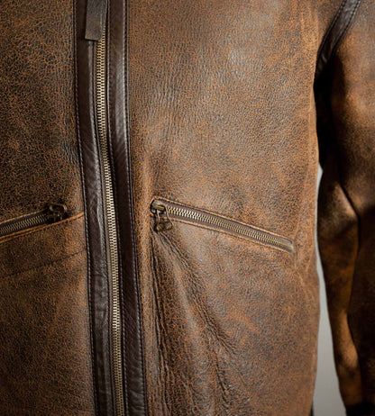 Vintage Dolce & Gabbana Lambskin Shearling Aviator Jacket – Distressed Tobacco, Made in Italy