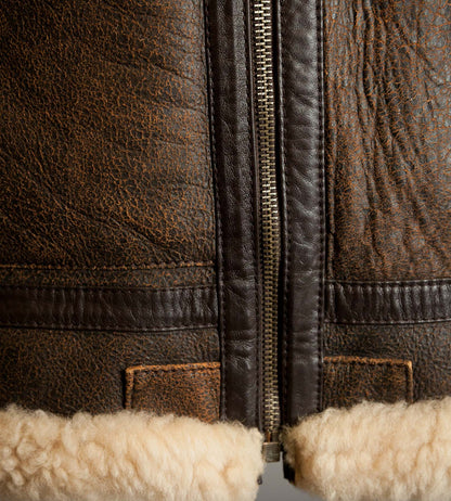 Vintage Dolce & Gabbana Lambskin Shearling Aviator Jacket – Distressed Tobacco, Made in Italy