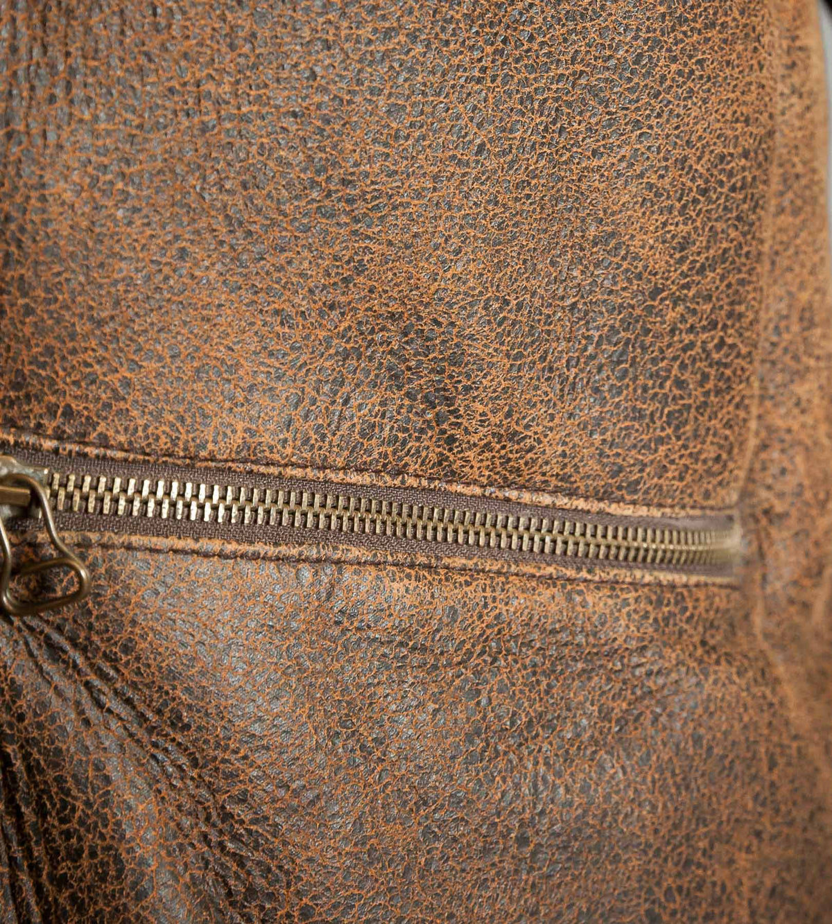 Vintage Dolce & Gabbana Lambskin Shearling Aviator Jacket – Distressed Tobacco, Made in Italy