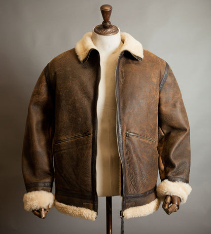 Vintage Dolce & Gabbana Lambskin Shearling Aviator Jacket – Distressed Tobacco, Made in Italy