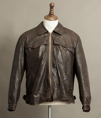 Vintage Late 1940s Czechoslovakian Leather Jacket Removable Mouton Liner
