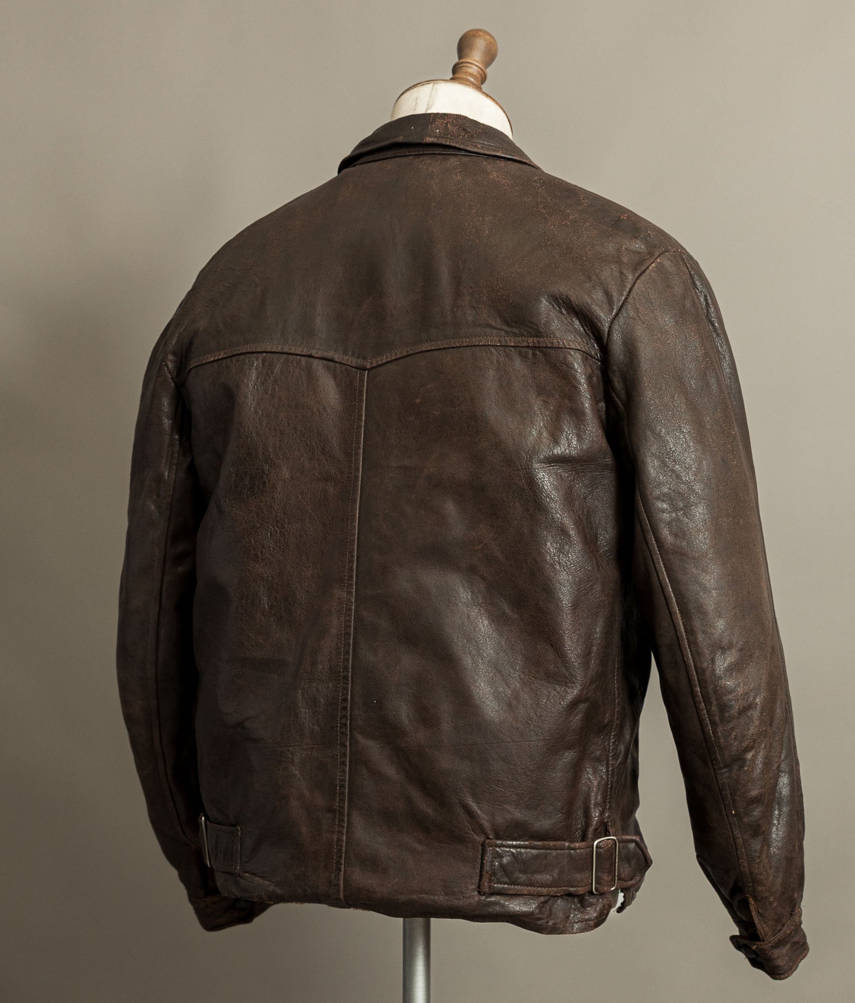 Vintage Late 1940s Czechoslovakian Leather Jacket Removable Mouton Liner