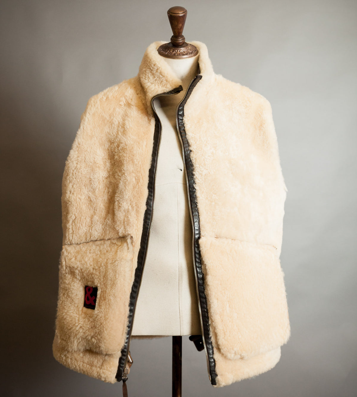 Vintage Dolce & Gabbana Lambskin Shearling Aviator Jacket – Distressed Tobacco, Made in Italy