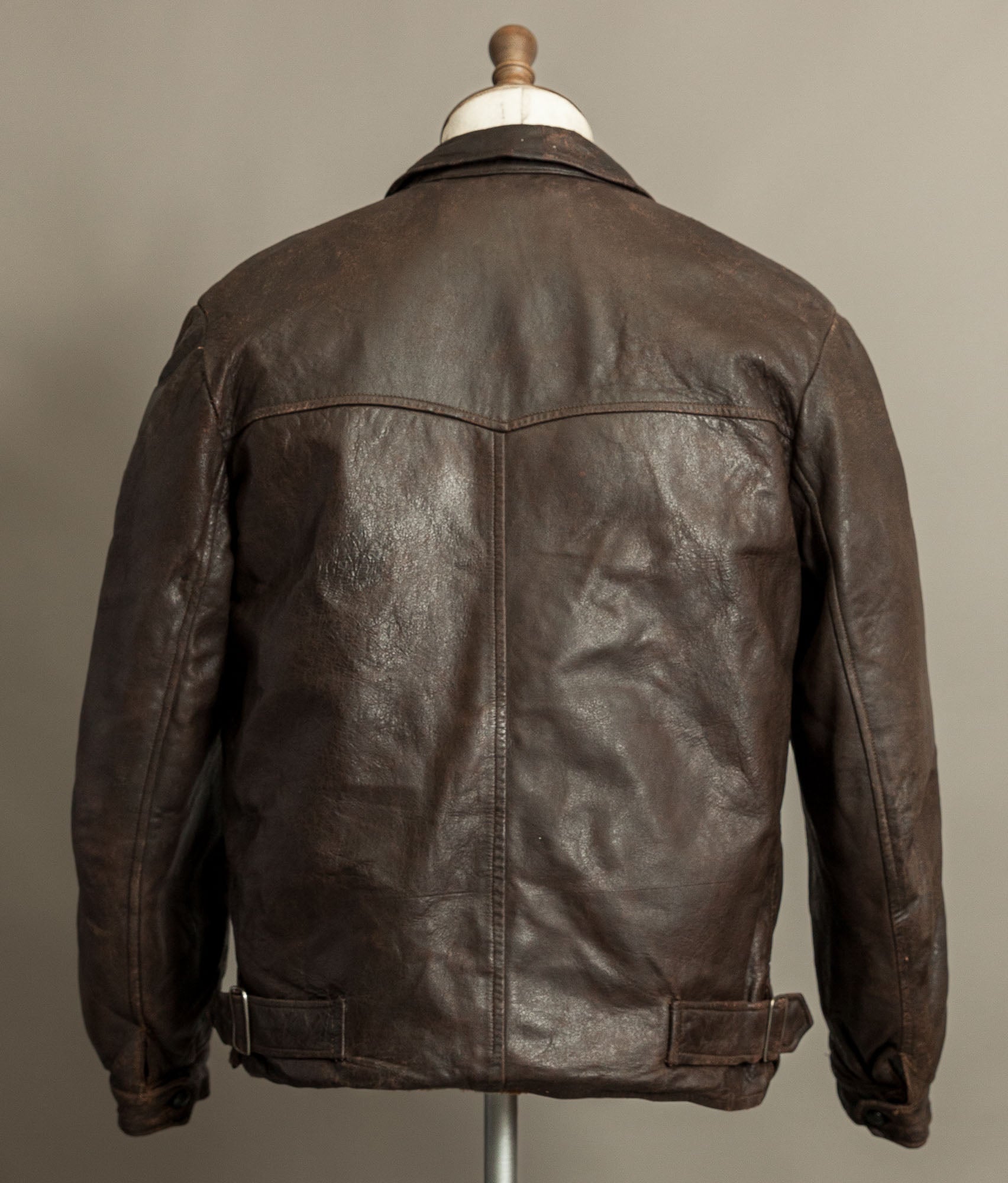 Vintage Late 1940s Czechoslovakian Leather Jacket Removable Mouton Liner