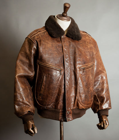 Vintage Redskins B32 Steerhide Flight Jacket - Shearling Collar, Made in France