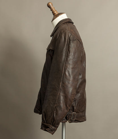 Vintage Late 1940s Czechoslovakian Leather Jacket Removable Mouton Liner