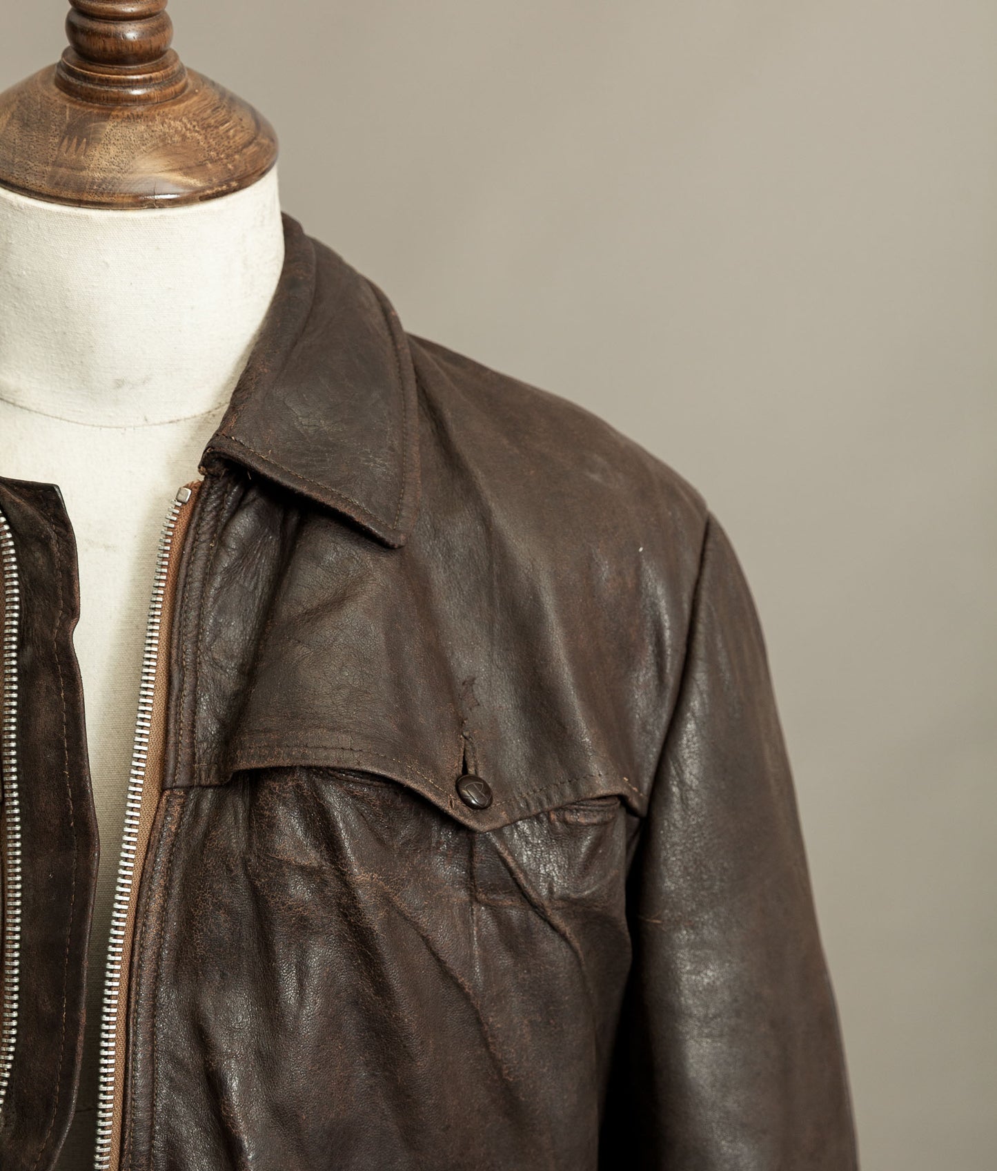 Vintage Late 1940s Czechoslovakian Leather Jacket Removable Mouton Liner