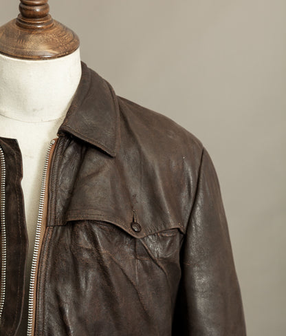 Vintage Late 1940s Czechoslovakian Leather Jacket Removable Mouton Liner