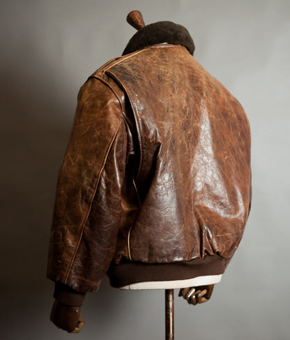 Vintage Redskins B32 Steerhide Flight Jacket - Shearling Collar, Made in France