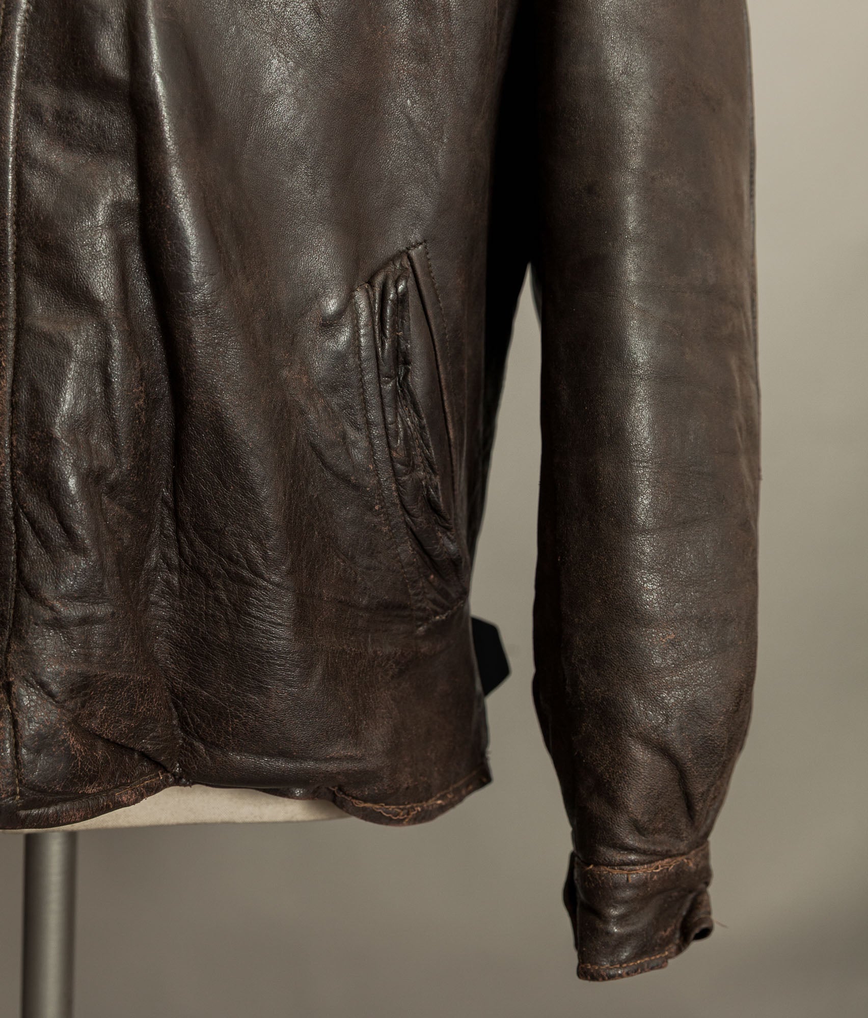 Vintage Late 1940s Czechoslovakian Leather Jacket Removable Mouton Liner