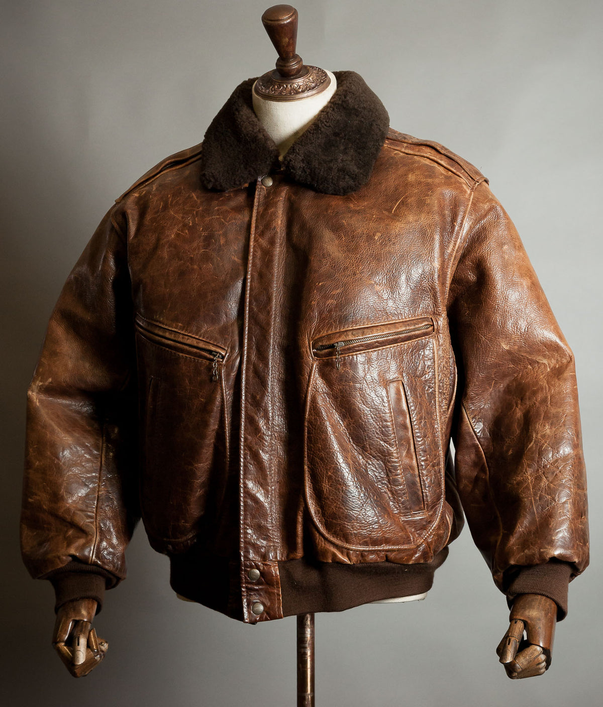 Vintage Redskins B32 Steerhide Flight Jacket - Shearling Collar, Made in France
