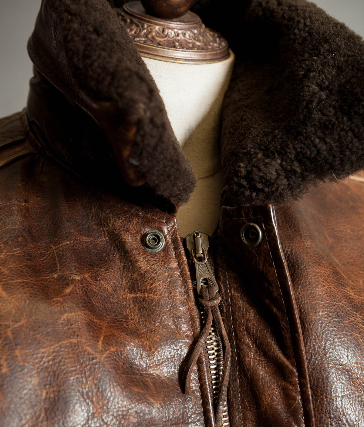 Vintage Redskins B32 Steerhide Flight Jacket - Shearling Collar, Made in France