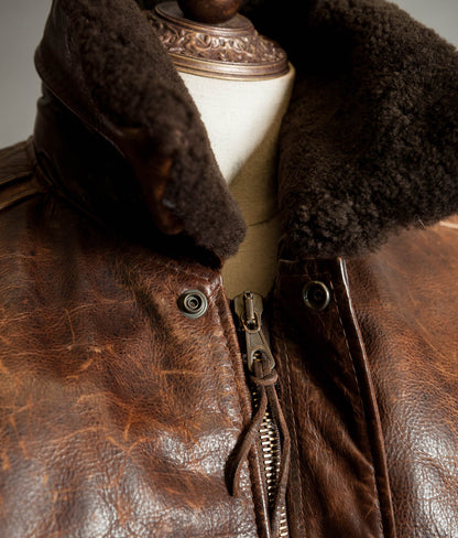 Vintage Redskins B32 Steerhide Flight Jacket - Shearling Collar, Made in France