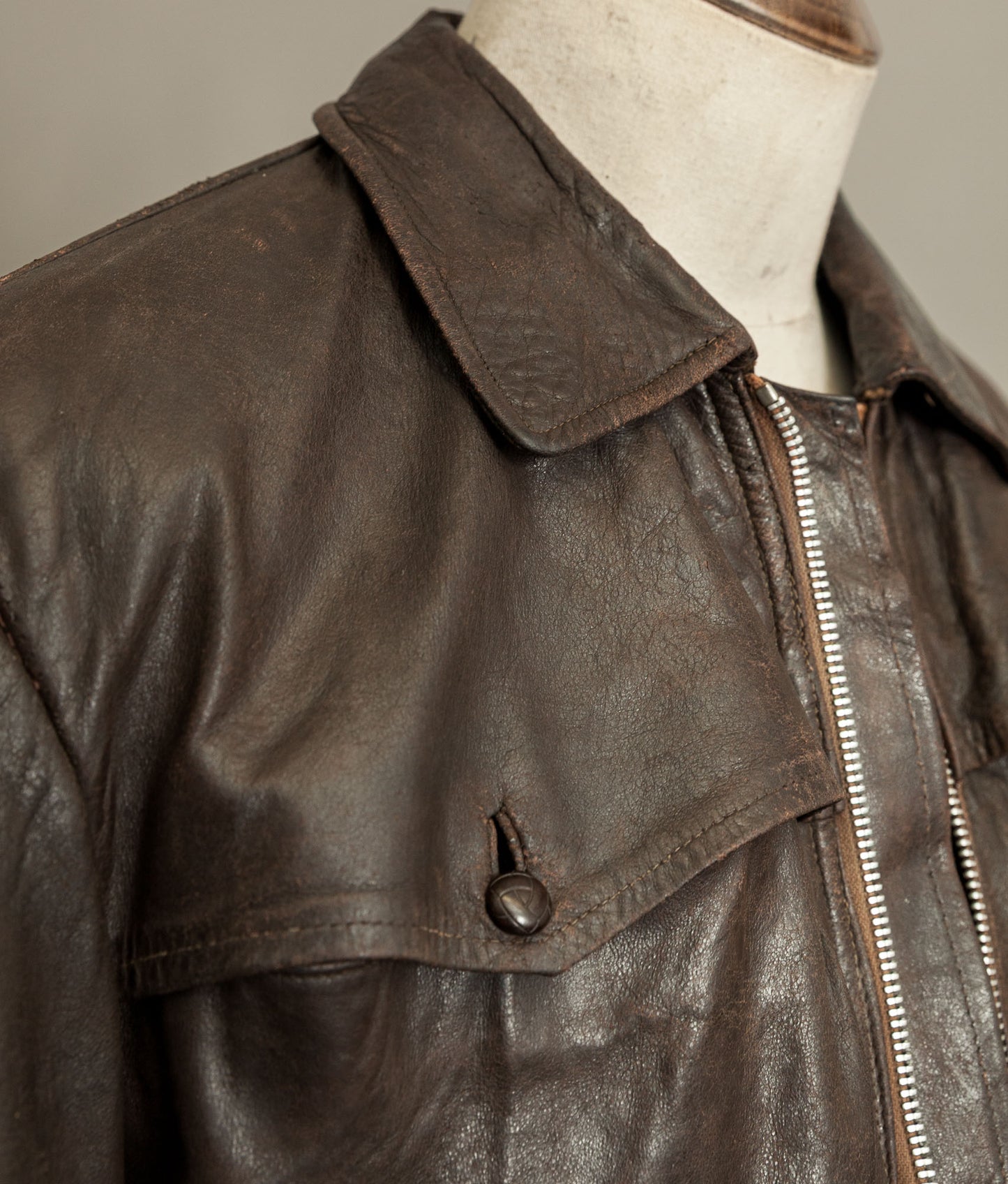 Vintage Late 1940s Czechoslovakian Leather Jacket Removable Mouton Liner