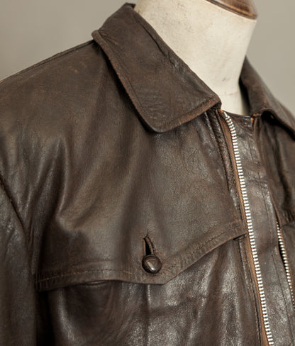 Vintage Late 1940s Czechoslovakian Leather Jacket Removable Mouton Liner
