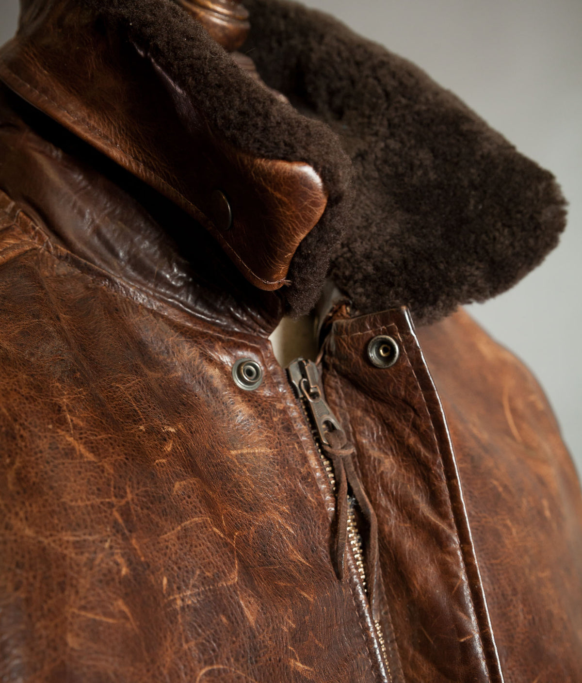 Vintage Redskins B32 Steerhide Flight Jacket - Shearling Collar, Made in France