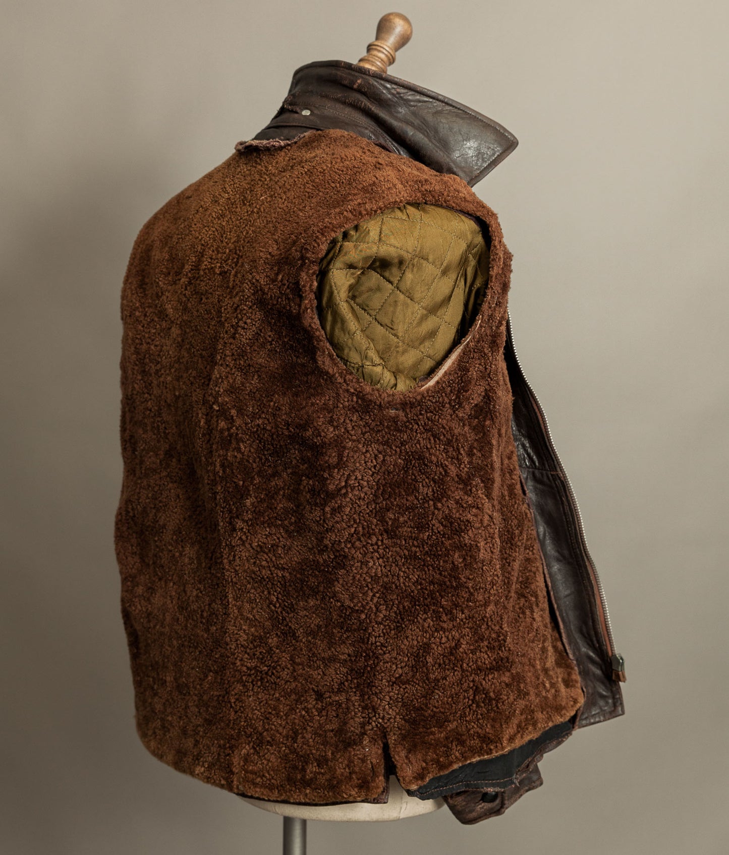 Vintage Late 1940s Czechoslovakian Leather Jacket Removable Mouton Liner