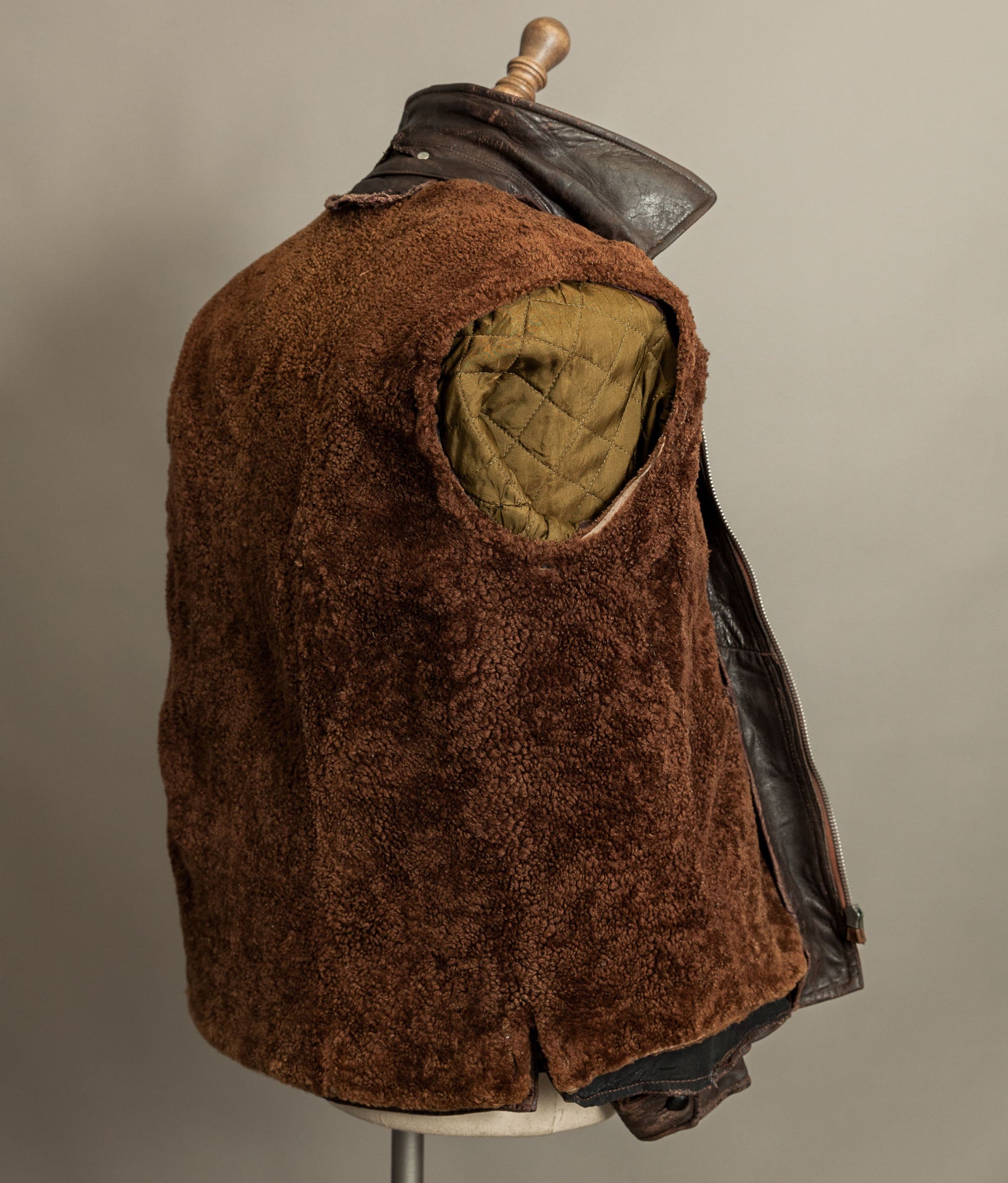 Vintage Late 1940s Czechoslovakian Leather Jacket Removable Mouton Liner