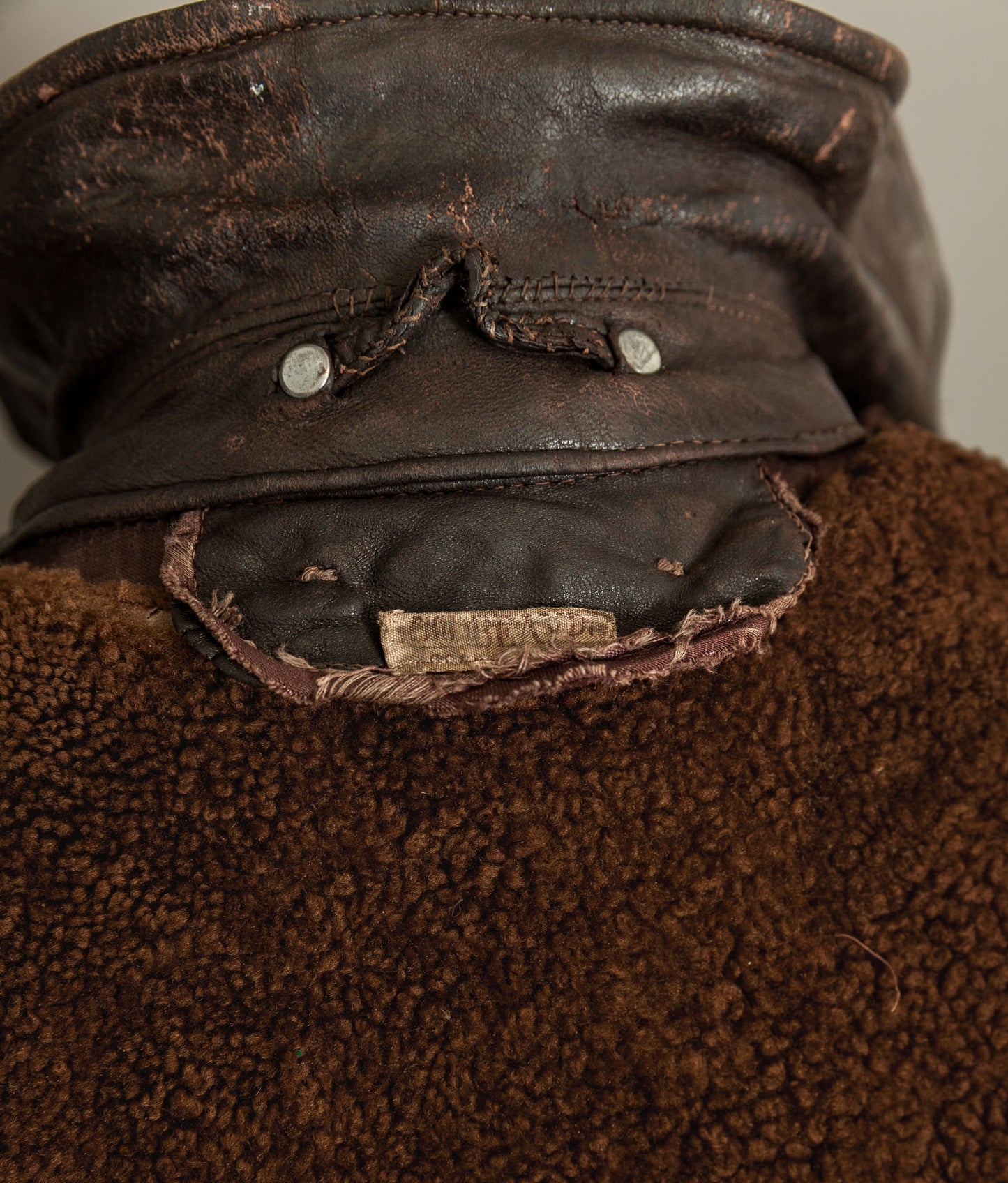 Vintage Late 1940s Czechoslovakian Leather Jacket Removable Mouton Liner