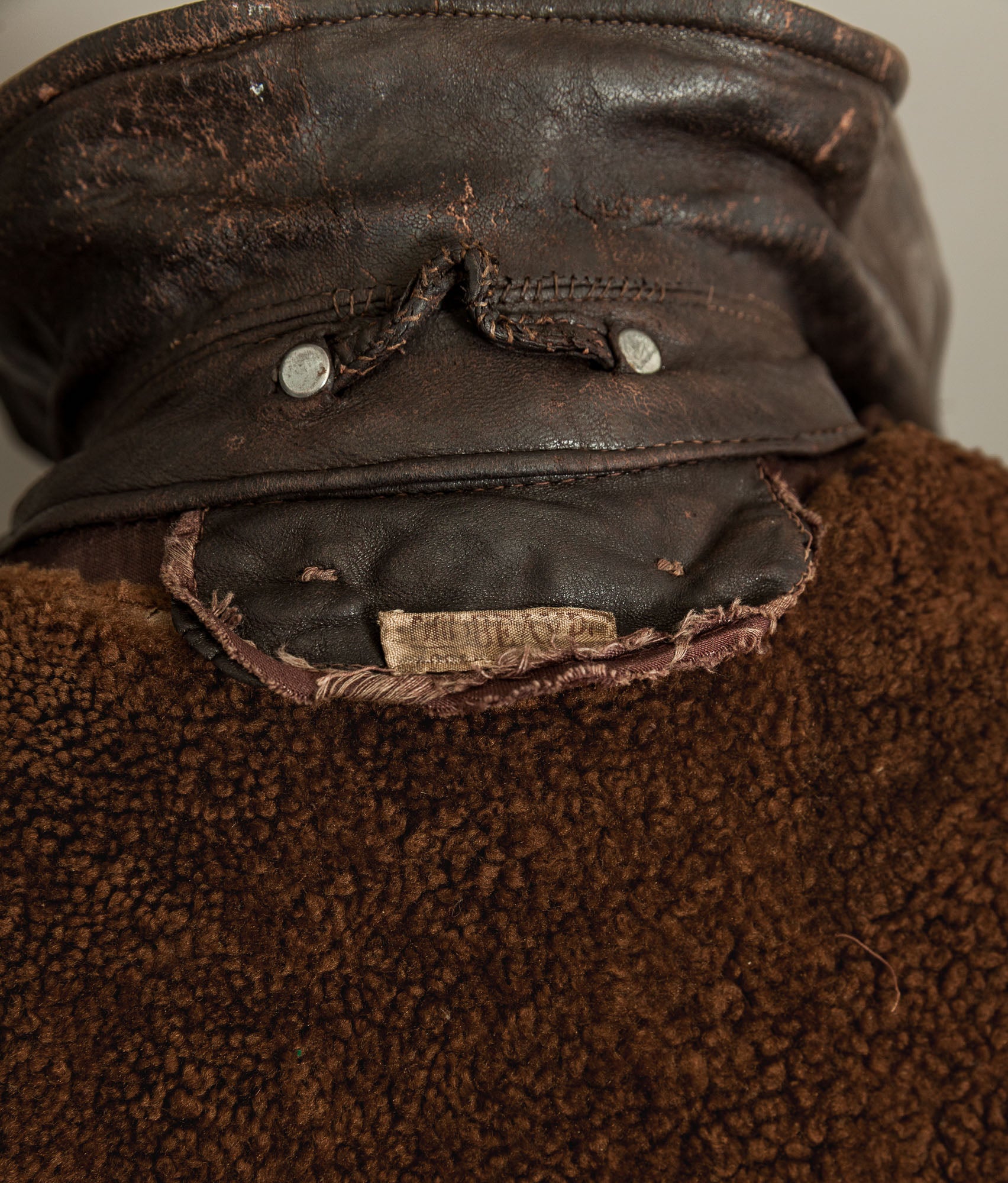Vintage Late 1940s Czechoslovakian Leather Jacket Removable Mouton Liner