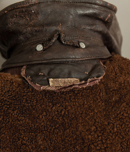 Vintage Late 1940s Czechoslovakian Leather Jacket Removable Mouton Liner