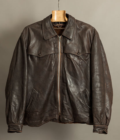 Vintage Late 1940s Czechoslovakian Leather Jacket Removable Mouton Liner
