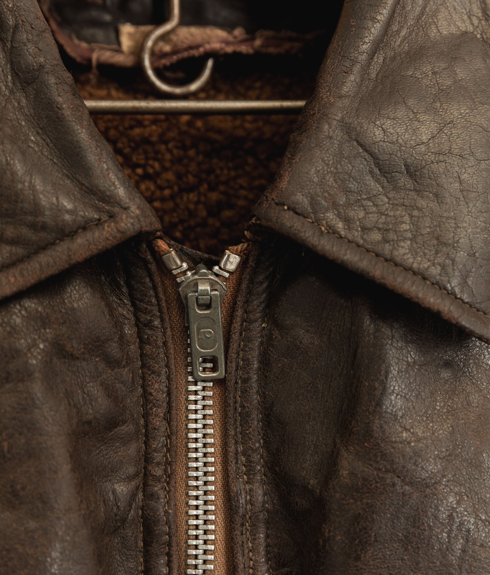 Vintage Late 1940s Czechoslovakian Leather Jacket Removable Mouton Liner