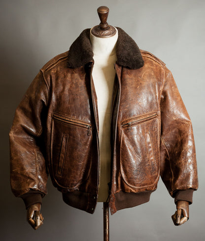 Vintage Redskins B32 Steerhide Flight Jacket - Shearling Collar, Made in France