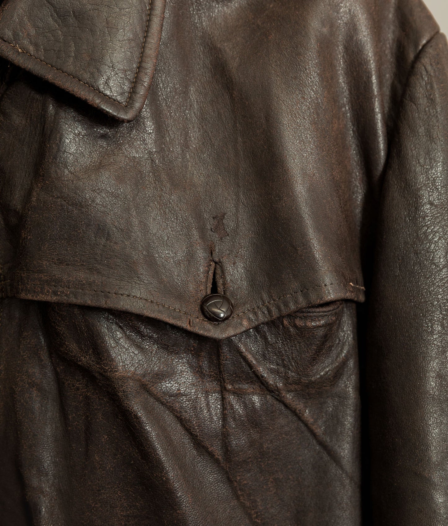 Vintage Late 1940s Czechoslovakian Leather Jacket Removable Mouton Liner