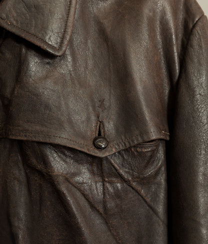 Vintage Late 1940s Czechoslovakian Leather Jacket Removable Mouton Liner