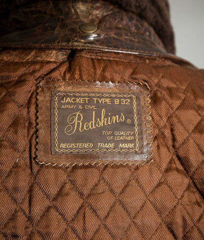 Vintage Redskins B32 Steerhide Flight Jacket - Shearling Collar, Made in France