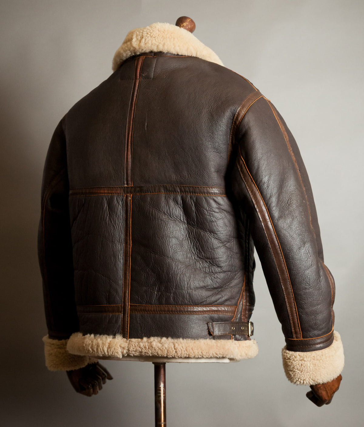 Vintage 1970s Sheepskin B-3 Flying Jacket, Brown Shearling, Made in England