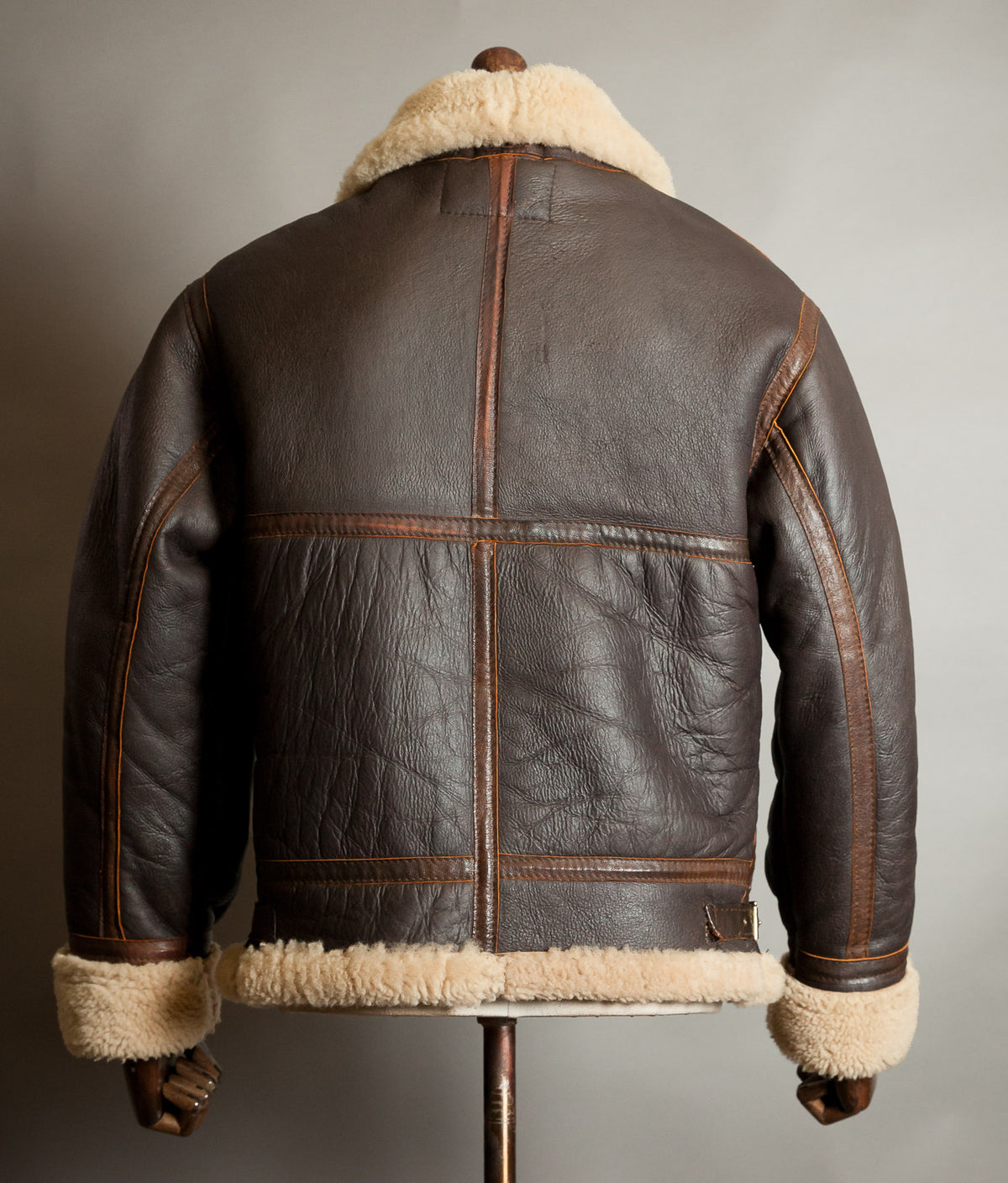 Vintage 1970s Sheepskin B-3 Flying Jacket, Brown Shearling, Made in England