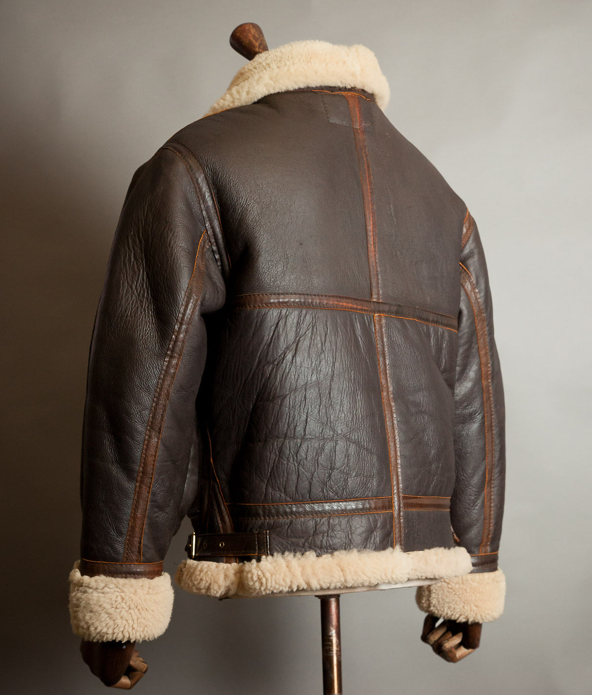 Vintage 1970s Sheepskin B-3 Flying Jacket, Brown Shearling, Made in England