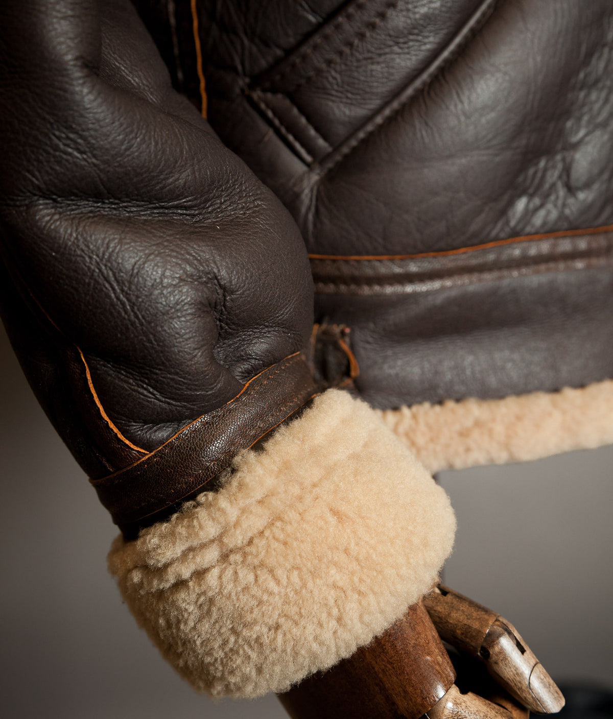 Vintage 1970s Sheepskin B-3 Flying Jacket, Brown Shearling, Made in England