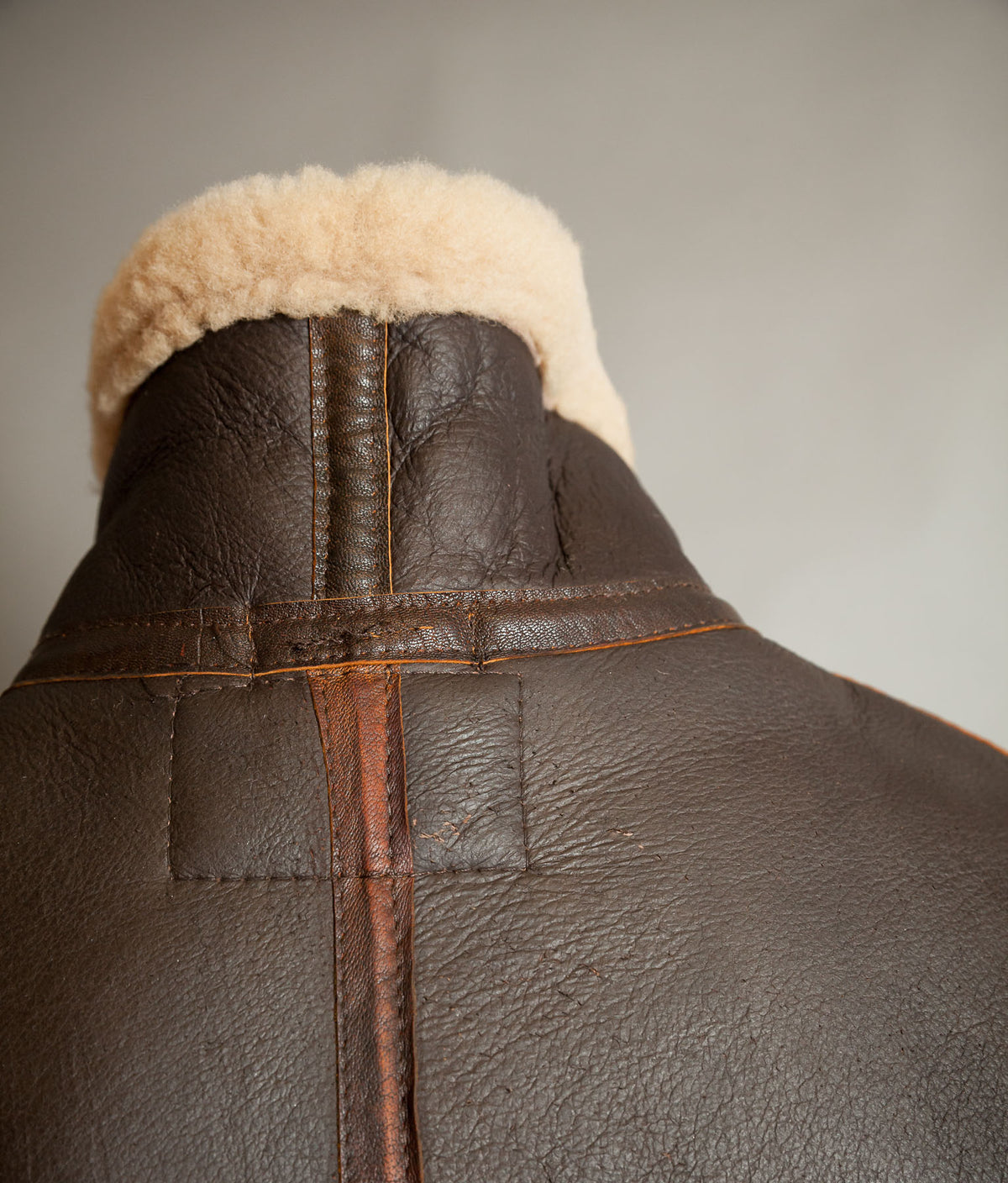 Vintage 1970s Sheepskin B-3 Flying Jacket, Brown Shearling, Made in England