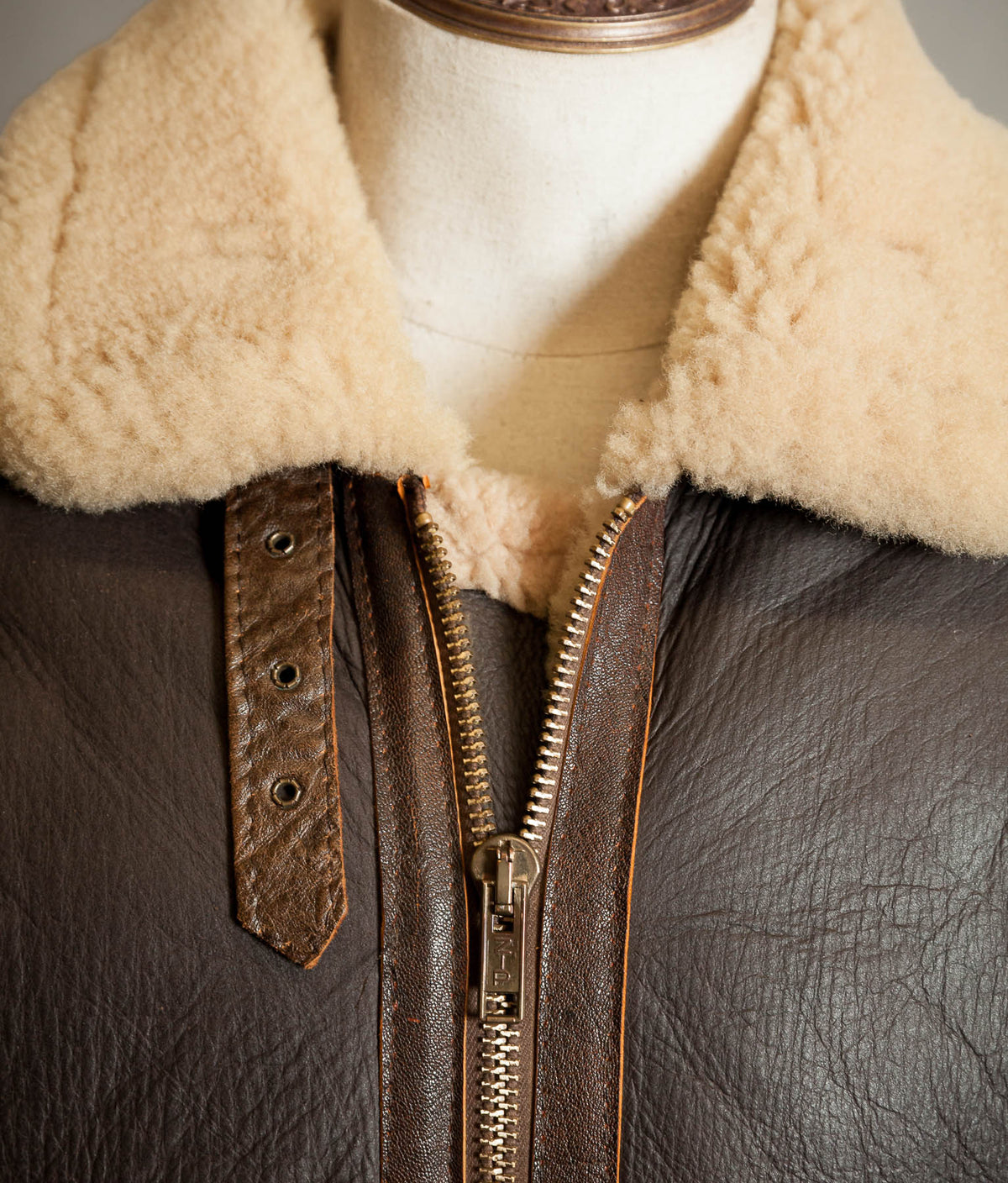 Vintage 1970s Sheepskin B-3 Flying Jacket, Brown Shearling, Made in England