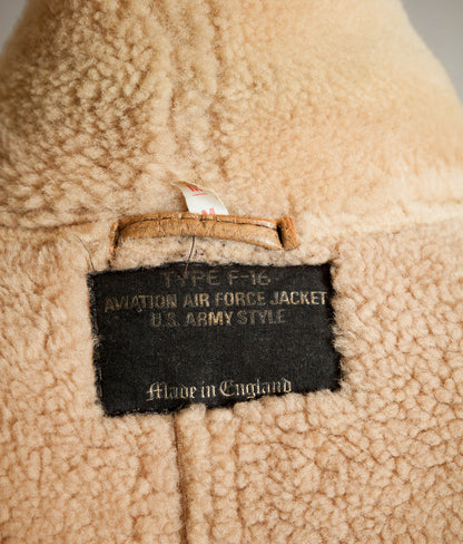 Vintage 1970s Sheepskin B-3 Flying Jacket, Brown Shearling, Made in England