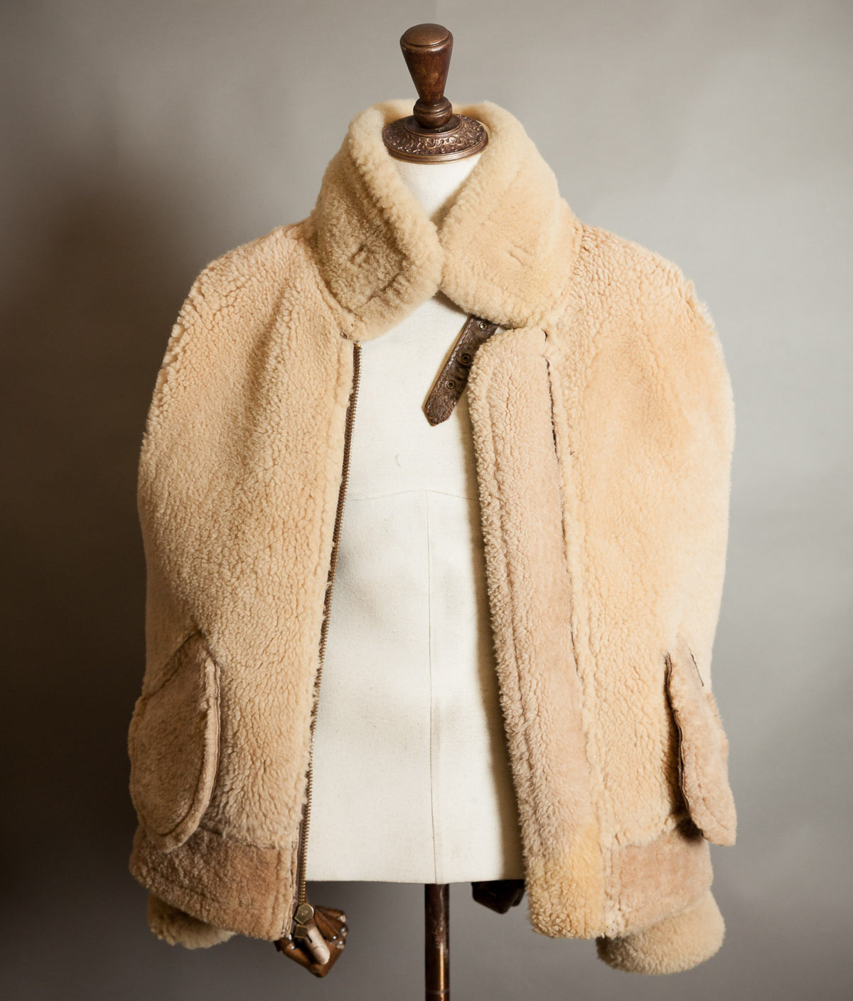 Vintage 1970s Sheepskin B-3 Flying Jacket, Brown Shearling, Made in England