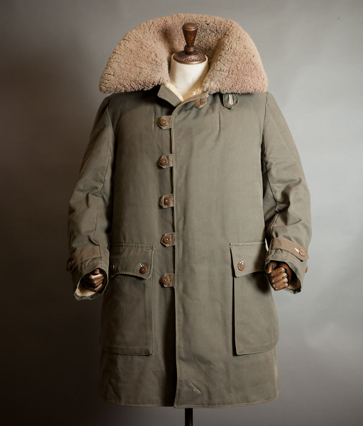 Original 1944 Dated Swedish Army M1909 Sheepskin Parka Overcoat
