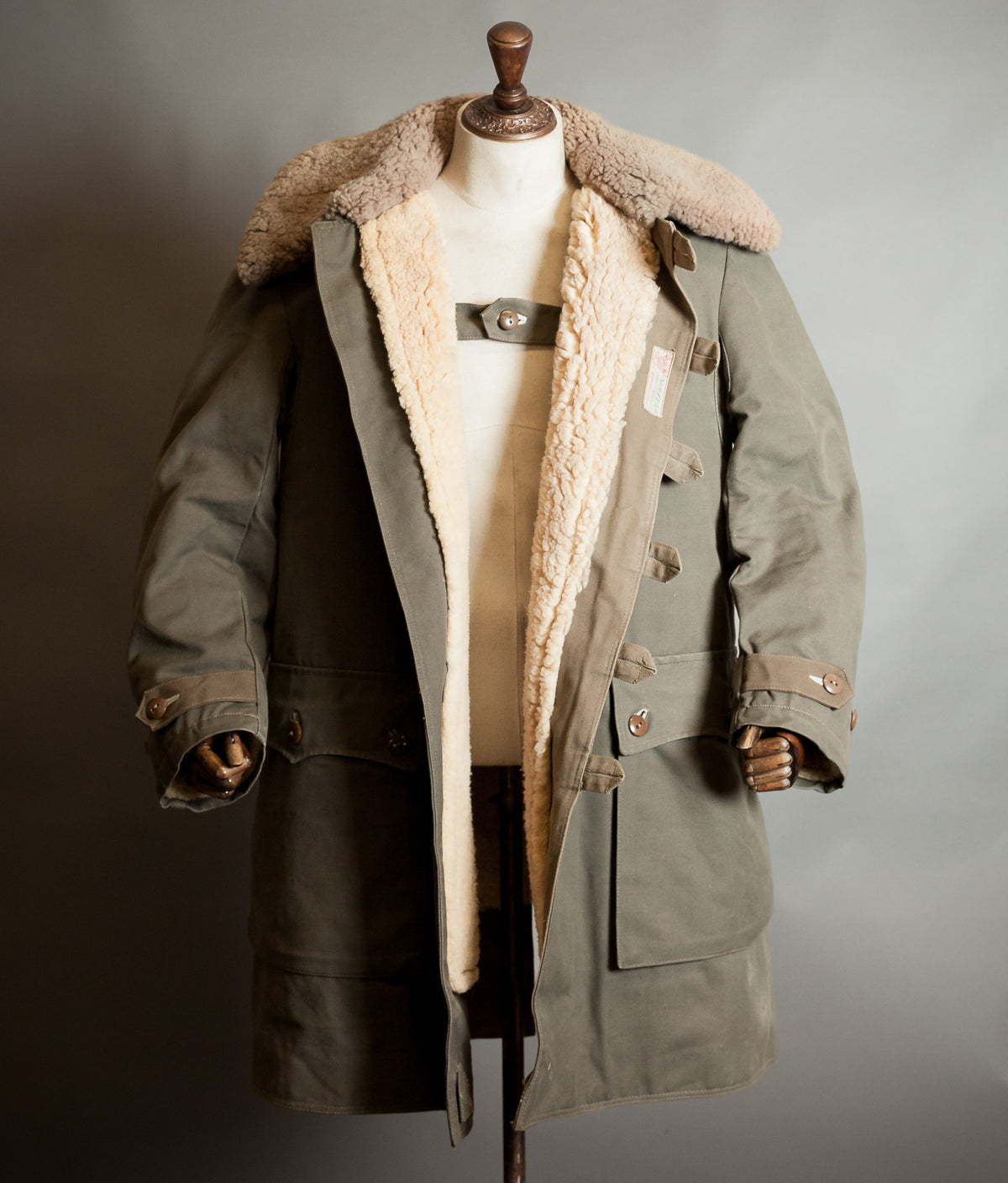 Original 1944 Dated Swedish Army M1909 Sheepskin Parka Overcoat